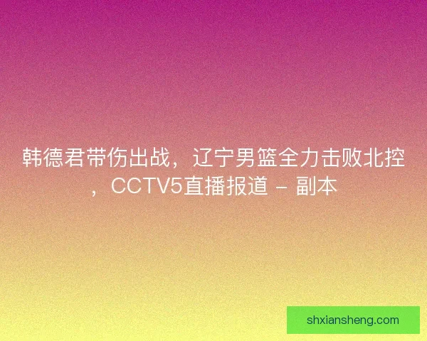 韩德君带伤出战，辽宁男篮全力击败北控，CCTV5直播报道 - 副本