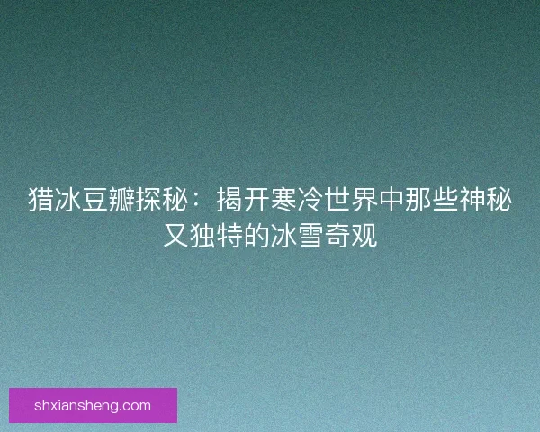猎冰豆瓣探秘：揭开寒冷世界中那些神秘又独特的冰雪奇观