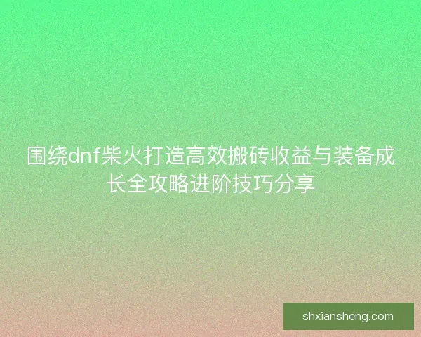 围绕dnf柴火打造高效搬砖收益与装备成长全攻略进阶技巧分享