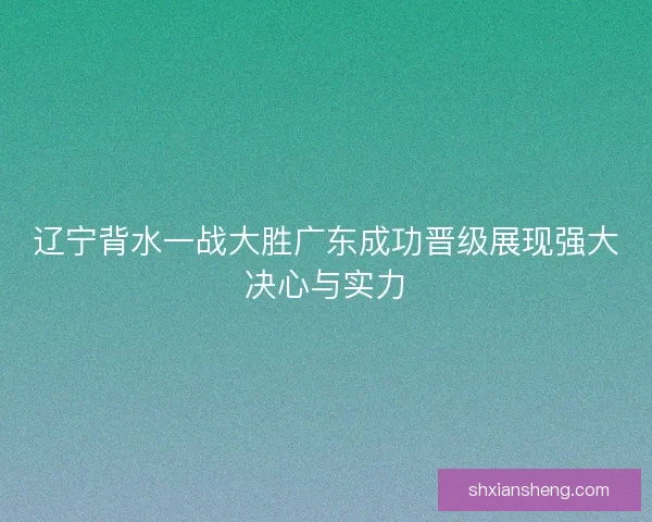 辽宁背水一战大胜广东成功晋级展现强大决心与实力