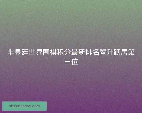 芈昱廷世界围棋积分最新排名攀升跃居第三位 芈昱廷世界围棋积分最新排名攀升跃居第三位
